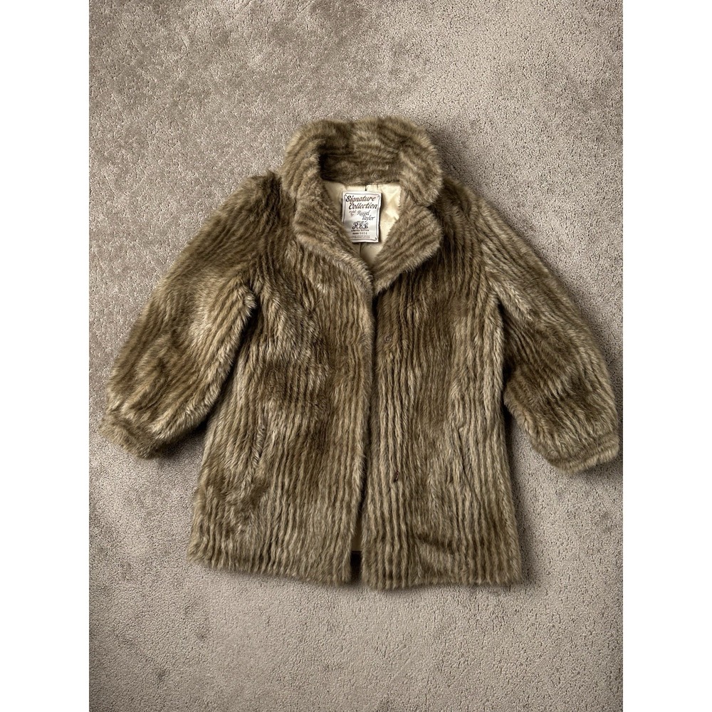 Vintage 90s Signature Collection Full Length Russell Taylor Faux Fur Coat Size M